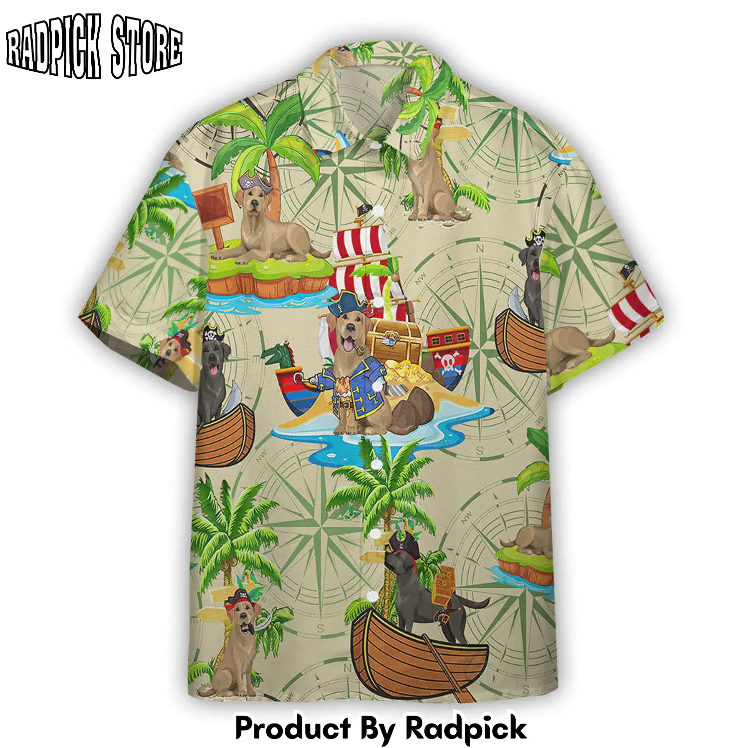Radpick 3d labrador pirate x hawaii custom hawaiian shirt rp292613